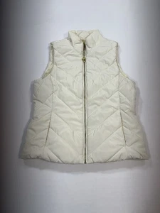 MICHAEL Michael Kors Vest Puffer Gold Zip Hardware Pockets Womens Medium Ivory - Picture 1 of 10