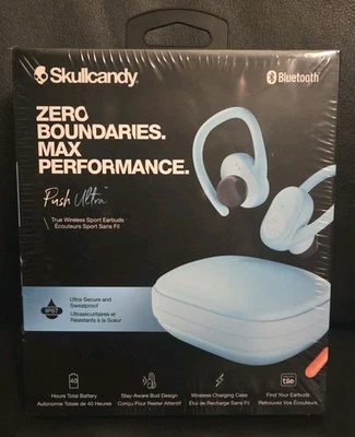 Skullcandy Push Ultra True Wireless Sport Earbuds Bluetooth Bleached Blue NEW - Image 1 of 4
