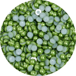 800 Dark Green Half Pearl Round Flatback Beads 6mm Imitation Pearls Scrapbook - Picture 1 of 5