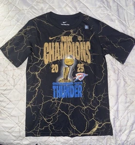 Thunder Nike Black 2025 NBA Finals Champs Confetti Limited Edition T-Shirt Youth - Picture 1 of 2