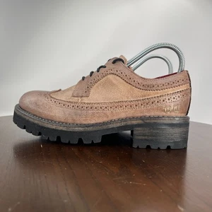 Scarpa Oxford Bed Stu Lita K III donna 6,5 pelle marrone punta alare brogue chunky lug - Foto 1 di 21