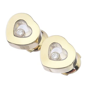 Pendientes Chopard HAPPY DIAMONDS corazón brillante oro amarillo 750 certificado - Imagen 1 de 3