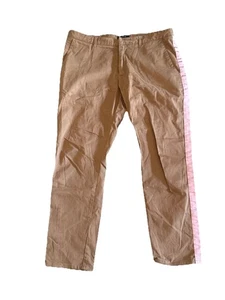LOT 78 X Barneys New York Men Chino Pants, Size 34, Khaki Tan, Pink Side Ribbon - Picture 1 of 5