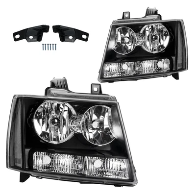 Fit For Chevy Avalanche Tahoe Suburban 2007-2014 Black Headlight Assembly Pair Foto 1 de 4