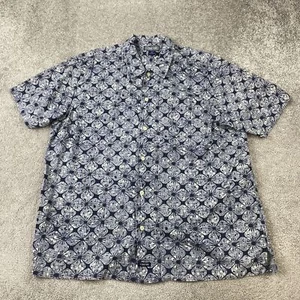 Structure Button Up Shirt Men's XL Blue Floral Short Sleeve Casual - Picture 1 of 8