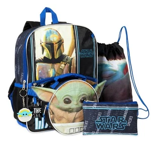 Set zaino 5 pezzi STAR WARS BABY YODA ragazzo 16" con scatola pranzo isolata nuovo con etichette $40 - Foto 1 di 4