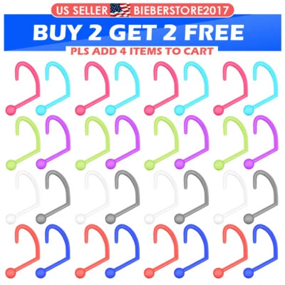 8-80件装螺丝杆鼻钉环亚克力固定器Septum环彩色20G — 第 1/4 张图片