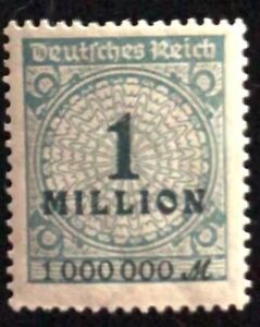 MH 1923 Germany 1 Million Mark GERMAN EMPIRE Numeral GREENISH BLUE