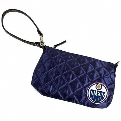 NHL Edmonton Oilers Navy Blue Quilted Wristlet Purse Handbag Bag NEW NWT Cover