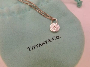 Tiffany & Co 1837 Round Diamond Padlock W/ Chain 925 Sterling Silver (41643) - Picture 1 of 8