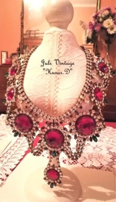 NOVITA': COLLANA CZECH HUSAR.D, BRILLANTI, RUBINI, GIADA,  ZAFFIRI, ORO,FIRMATA! - Immagine 1 di 4