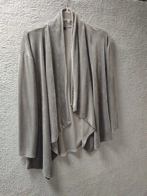Spring & Mercer Womens Open Front Jacket Large Gray Velvet Long Sleeve 0317 - Image 1 of 4