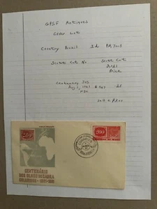 Brazil FDC Brazil Scott Cat 927 issued Aug. 1, 1961 Stamp on Stamp - Picture 1 of 1
