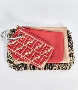 Fendi Raffia & Leather Triplette Pouch Set NWT! Box And Dust Bag! - Bild 1 von 8