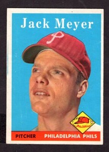 1958 TOPPS JACK MEYER  CARD NO:186 EX-MINT CONDITION