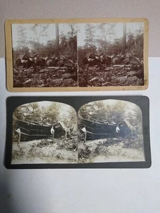 Zugwrack Stereoviews Cadillac Michigan Cummer Diggins Holz Echtfoto Crew - Bild 1 von 5