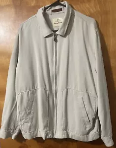 Tommy Bahama Size Large Full Zip 100% Silk Jacket Beige - Picture 1 of 13