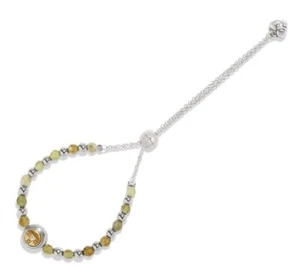 Brighton Silver Gold Mosaic Two-tone Green Faceted Beads Adjustable Bracelet New - Picture 1 of 2