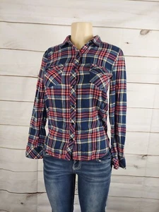 Volcom casual classic Long Sleeve Plaid Flannel Button Down pocket Shirt Size XS - Picture 1 of 6