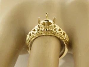 Montaje de anillo estilo vintage filigrana de oro amarillo de 14 quilates de 1,5 quilates tamaño 6 - Imagen 1 de 11