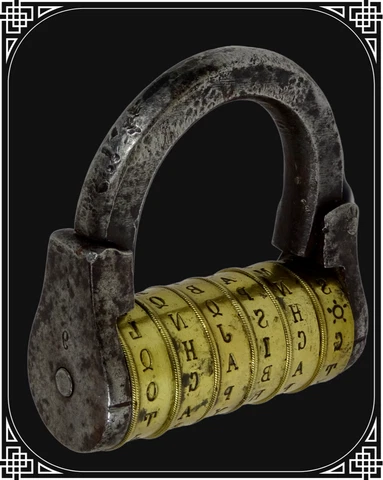 ANTIQUE BIG PADLOCK BRASS  IRON COMBINATION PADLOCK WITH 6 LETTER CODE T ABACO Cover