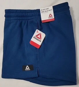 Reebok Relaxed Fleece Shorts Blue Women's Medium Gym Workout Comfort Short - Picture 1 of 4