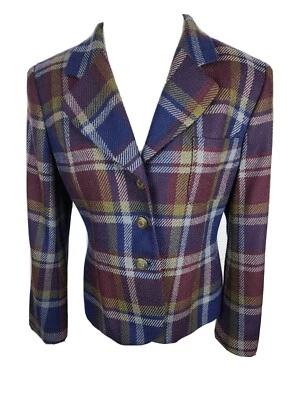 Traje Chaqueta separada Rena Rowan Wms talla 8 multicolor a cuadros 100 % lana S56 Foto 1 de 4