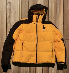 Polo Ralph Lauren Mens Yellow/Black Down Large Pony Jacket Size XL NEW - Picture 1 of 11