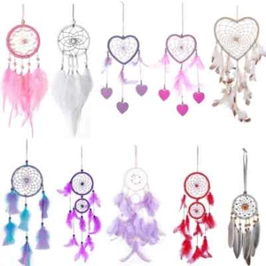 Romantic Heart Shaped Dream Catcher Double Ring Purple Feather Dream Catcher - Picture 1 of 32