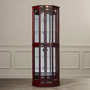 Kirsche beleuchtetes Glasregal Eckvitrine Kuriositätenschrank Möbel Zuhause Wohnen - Bild 1 von 6