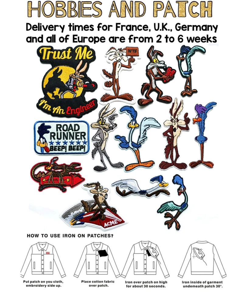 patch Wile E Coyote Road Runner toppa termoadesiva Beep Beep Looney Tunes Willy
