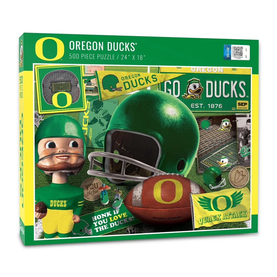 Oregon Ducks Retro Bobblehead 500 Piece Puzzle NCAA College - Image 1 of 1