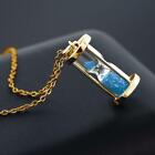 Genuine Blue Topaz Hour Glass Necklace 18k Gold plated Sterling Silver