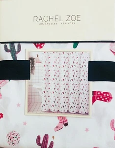 Rachel Zoe Cowboy Boots & Cactus Multicolor Fabric Shower Curtain 72"x72" Shabby - Picture 1 of 8