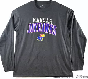 Fanatics Kansas Jayhawks taglia XL camicia grigia manica lunga uomo poli/cotone - Foto 1 di 4