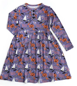 NWT GIGI AND MAX Halloween Dress Pumpkin Boo Purple Girls Size 10 - 12 years - Picture 1 of 6