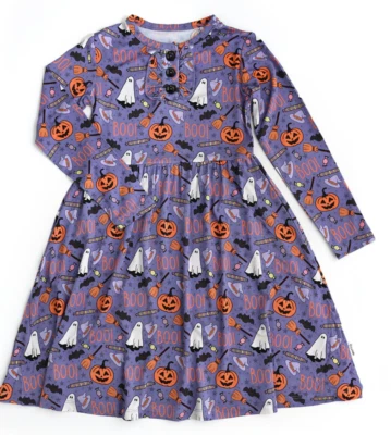 NWT GIGI AND MAX Halloween Dress Pumpkin Boo Purple Girls Size 10 - 12 years - Image 1 of 4