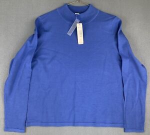 Pendleton Mock Turtleneck Shirt Top Womens M Azure Blue Silk Long Sleeve VTG NWT