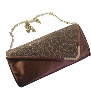 Nine West Abend Clutch Leopard Glitzer Party Tasche Handtasche Kette Riemen Mob Frau - Bild 1 von 7