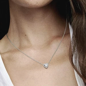 PANDORA Heart Pendant Necklace Sterling Silver 925 19” Chain 4g - Picture 1 of 6