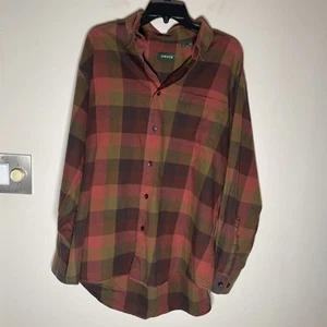 Orvis Men’s Plaid Shirt Button Down Luxury Flannel W/ Merino Wool Size L Orange - Picture 1 of 8