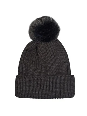 Steve Madden Gorro Tejido Imitación Piel Pom Mujer Sombrero Negro Foto 1 de 4