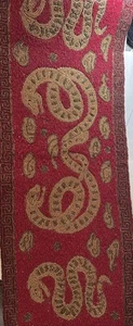 Beaded Table Runner Red/Gold Year Of Snake Horoscope Snake Tableware 13X36 Inch - Picture 1 of 4