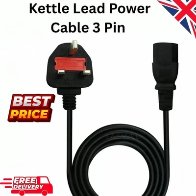 1m/2m/3m/5m Right Angle Figure 8 Fig of 8 Lead Cable C7 to UK Plug Power Cord - Image 1 of 4