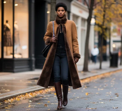 Producto de piel de oveja marrón vintage años 90 piel de oveja para mujer talla S/M Foto 1 de 4