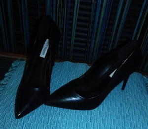 STEVE MADDEN VALA BLACK LEATHER STILETTO PUMPS SIZE 11 MED - Picture 1 of 3
