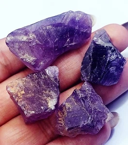 Loose Gems 100% Natural Violet Amethyst 203.65 Ct 4 Pieces Certified Rough Lot - Picture 1 of 6