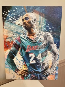 Kobe Bryant Lakers 24 abstrakte Leinwand Wandbehang Kunst Gemälde 15,5” x 11,75” - Bild 1 von 11