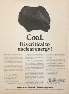 1974 American Electric Power PRINT AD Coal Critical Nuclear Energy Vintage 1970s - Bild 1 von 5