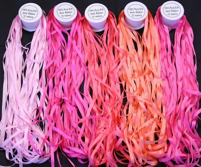New 50M of Pure Silk 4 mm Embroidery Ribbon Pinks $30 VA - Image 1 of 1